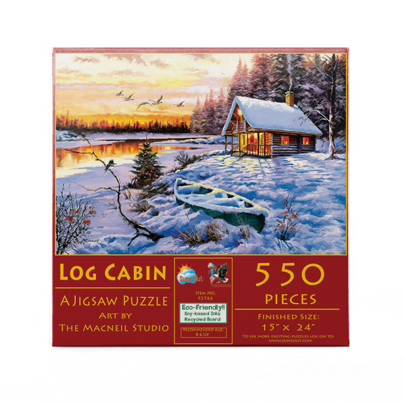 SUNSOUT INC - Log Cabin - 550 pc Jigsaw Puzzle by Artist: The MacNeil Studio - Finished Size 15" x 24" - MPN# 52766