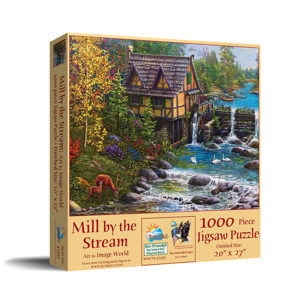 SUNSOUT INC - Mill by the Stream - 1000 pc Jigsaw Puzzle by Artist: Image World - Finished Size 20" x 27" - MPN# 42939