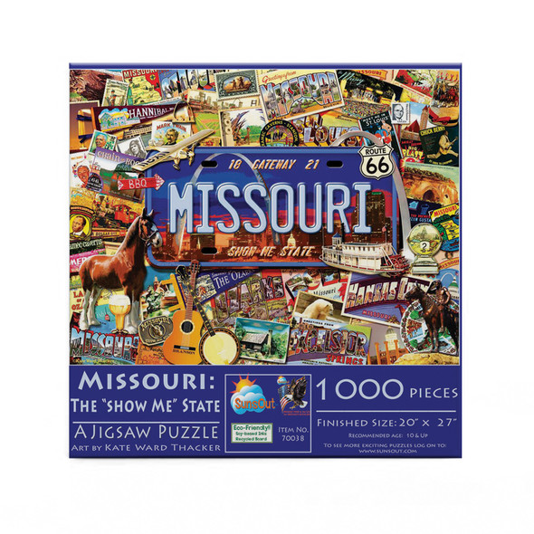 SUNSOUT INC - Missouri: The "Show Me" State - 1000 pc Jigsaw Puzzle by Artist: Kate Ward Thacker - Finished Size 20" x 27" - MPN# 70038