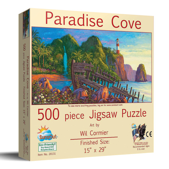 SUNSOUT INC - Paradise Cove - 500 pc Jigsaw Puzzle by Artist: Wil Cormier - Finished Size 15" x 29" - MPN# 20131 SUNSOUT INC - Paradise Cove - 500 pc Jigsaw Puzzle by Artist: Wil Cormier - Finished Size 15" x 29" - MPN# 20131