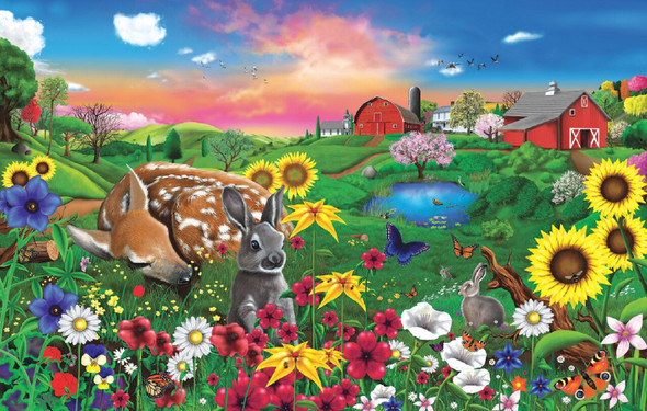 SUNSOUT INC - Pasture Buddies - 100 pc Jigsaw Puzzle by Artist: Gerald Newton - Finished Size 10" x 16" - MPN# 81546