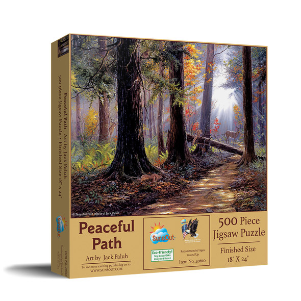 SUNSOUT INC - Peaceful Path - 500 pc Jigsaw Puzzle by Artist: Jack Paluh - Finished Size 18" x 24" - MPN# 40610