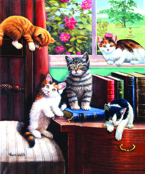 SUNSOUT INC - Playtime in the Study - 1000 pc Jigsaw Puzzle by Artist: Kevin Walsh - Finished Size 20" x 27" - MPN# 13342
