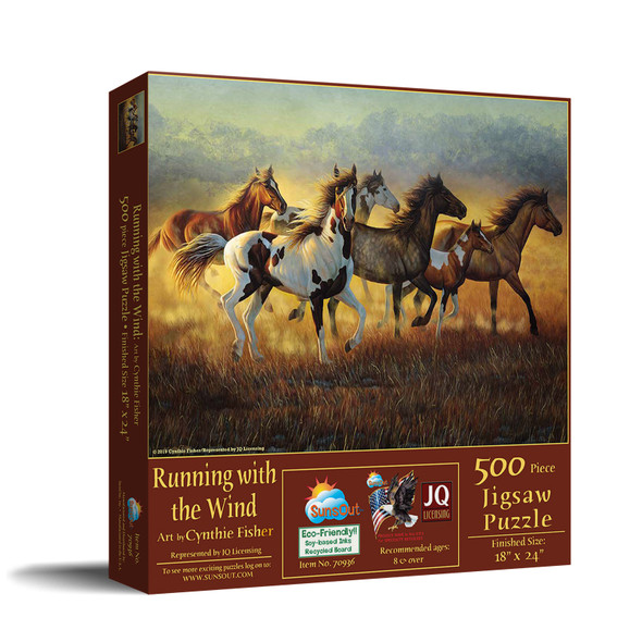 SUNSOUT INC - Running with the Wind - 500 pc Jigsaw Puzzle by Artist: Cynthie Fisher - Finished Size 18" x 24" - MPN# 70936