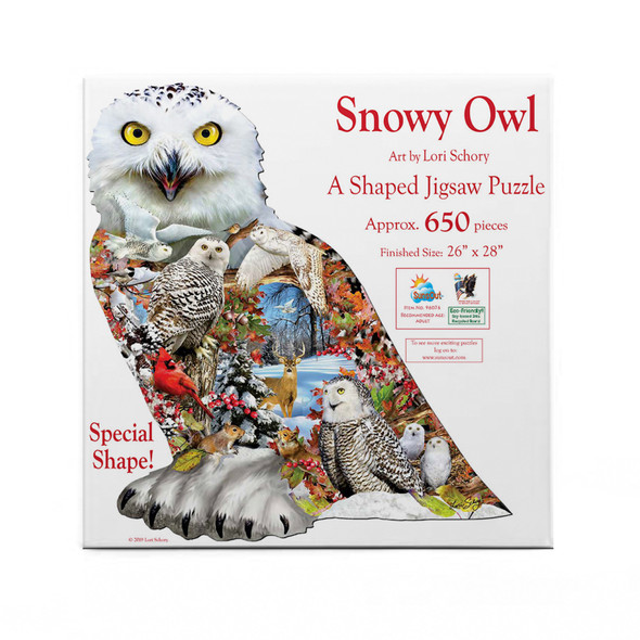 SUNSOUT INC - Snowy Owl - 650 pc Special Shape Jigsaw Puzzle by Artist: Lori Schory - Finished Size 26" x 28" - MPN# 96076