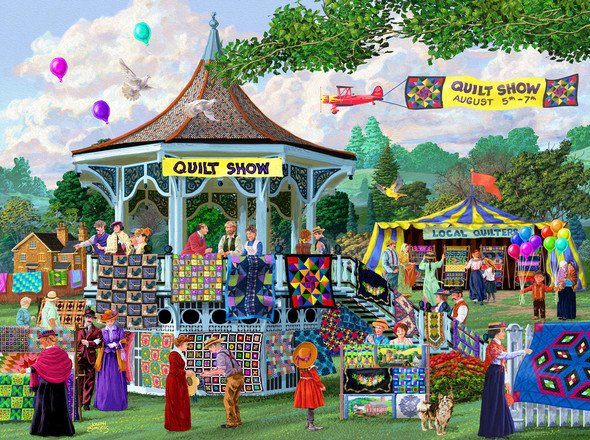 SUNSOUT INC - Summer Quilt Show - 1000 pc Jigsaw Puzzle by Artist: Joseph Burgess - Finished Size 20" x 27" - MPN# 38894