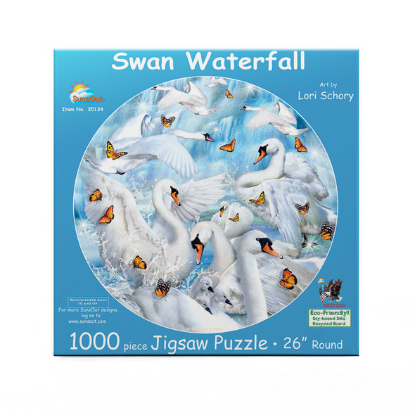 Swan Waterfall 1000 pc Jigsaw Puzzle by SUNSOUT INC