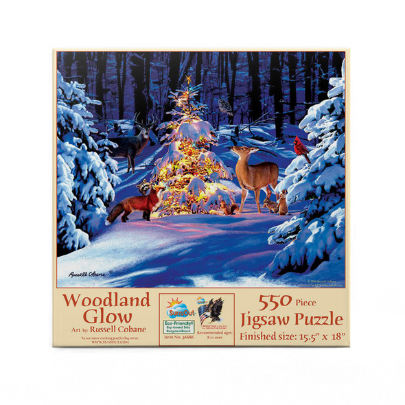 SUNSOUT INC - Woodland Glow - 550 pc Jigsaw Puzzle by Artist: Russell Cobane - Finished Size 15.5" x 18" Christmas - MPN# 36686