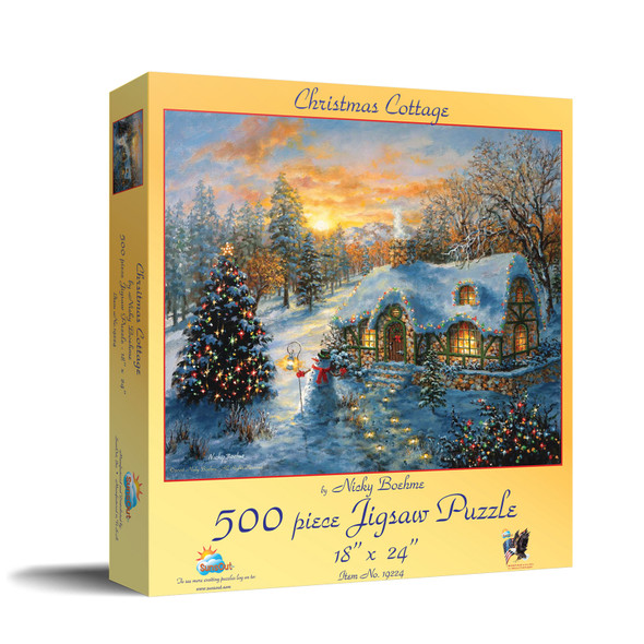 SUNSOUT INC - Christmas Cottage - 500 pc Jigsaw Puzzle by Artist: Nicky Boehme - Finished Size 18" x 24" Christmas - MPN# 19224