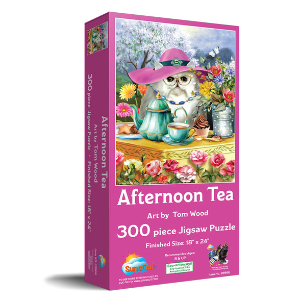 SUNSOUT INC - Afternoon Tea - 300 pc Jigsaw Puzzle by Artist: Tom Wood - Finished Size 18" x 24" - MPN# 28966