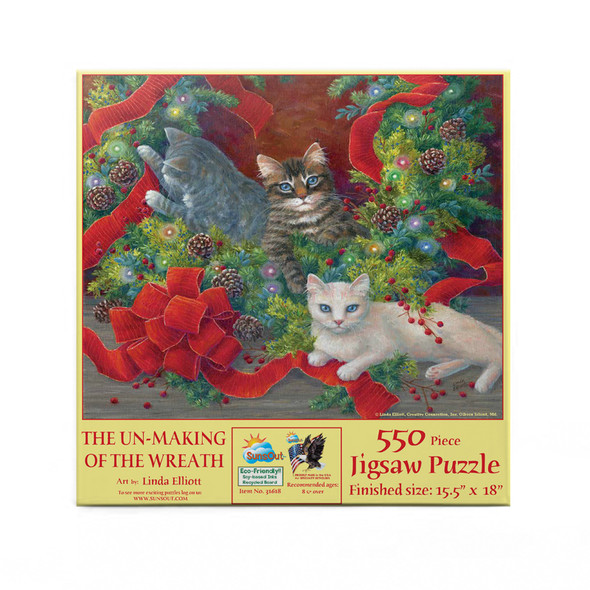 SUNSOUT INC - The Unmaking of the Wreath - 550 pc Jigsaw Puzzle by Artist: Linda Elliott - Finished Size 15.5" x 18" Christmas - MPN# 31618