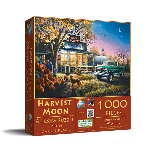SUNSOUT INC - Harvest Moon - 1000 pc Jigsaw Puzzle by Artist: Chuck Black - Finished Size 19" x 30" - MPN# 55158