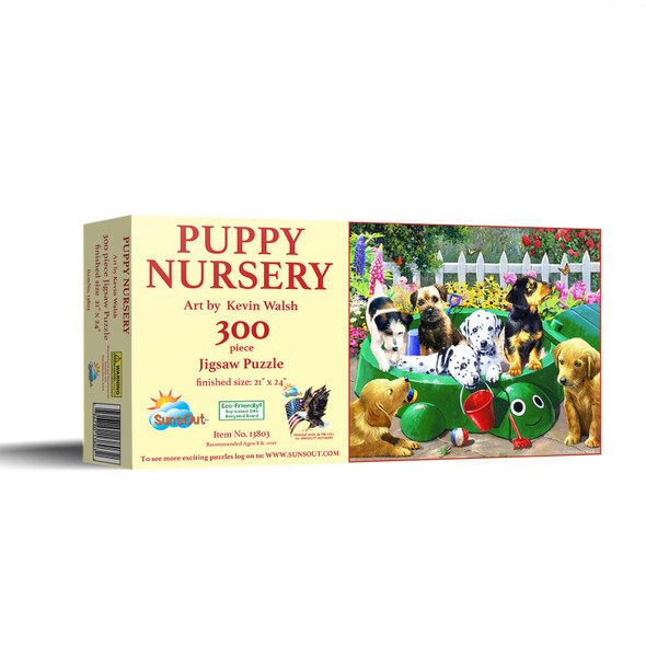 SUNSOUT INC - Puppy Nursery - 300 pc Jigsaw Puzzle by Artist: Kevin Walsh - Finished Size 21" x 24" - MPN# 13803