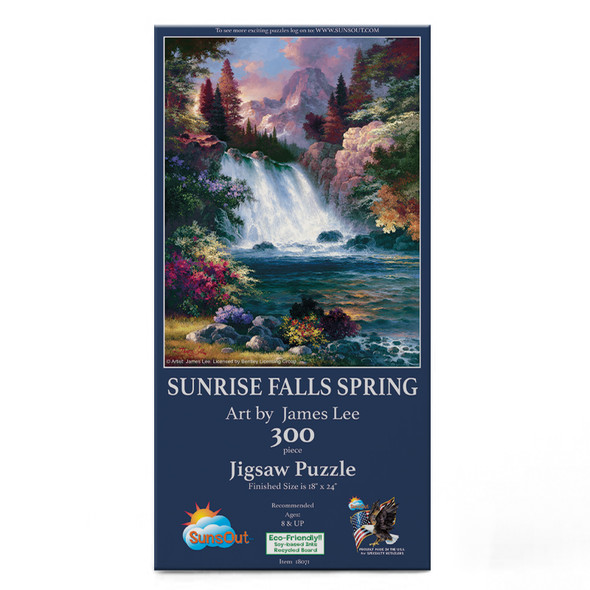 SUNSOUT INC - Sunrise Falls Spring - 300 pc Jigsaw Puzzle by Artist: James Lee - Finished Size 18" x 24" - MPN# 18071
