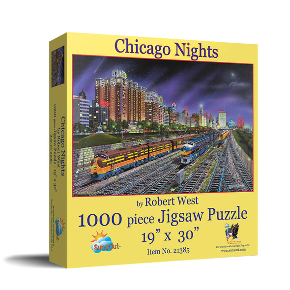SUNSOUT INC - Chicago Nights - 1000 pc Jigsaw Puzzle by Artist: Robert West - Finished Size 19" x 30" - MPN# 21385
