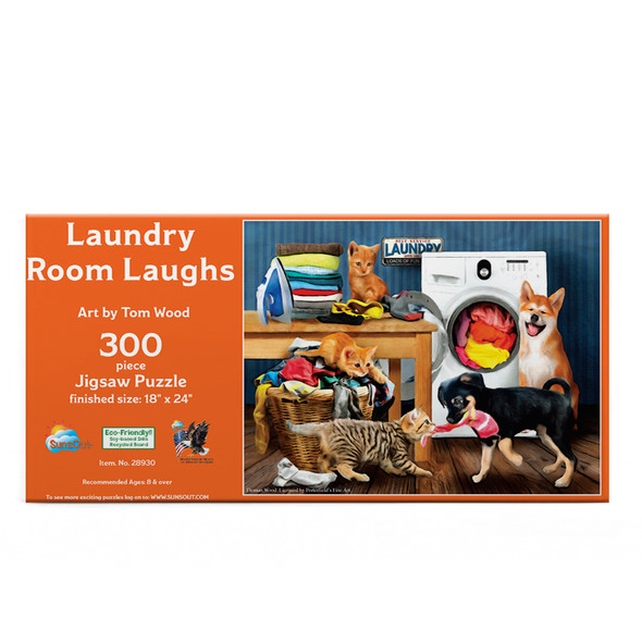 SUNSOUT INC - Laundry Room Laughs - 300 pc Jigsaw Puzzle by Artist: Tom Wood - Finished Size 18" x 24" - MPN# 28930