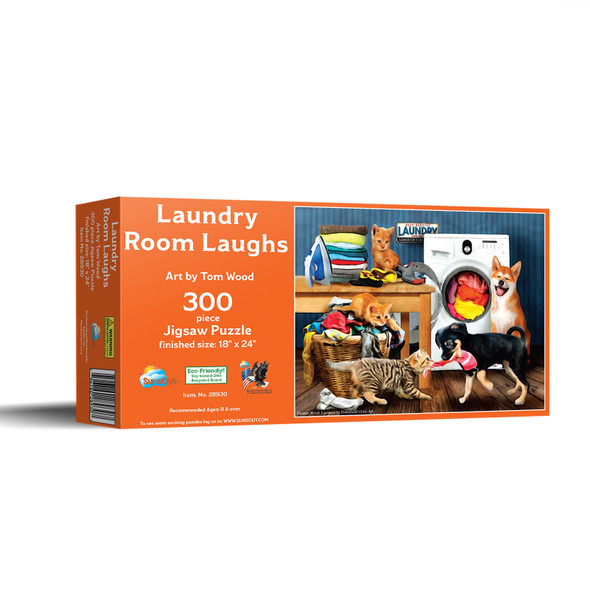 SUNSOUT INC - Laundry Room Laughs - 300 pc Jigsaw Puzzle by Artist: Tom Wood - Finished Size 18" x 24" - MPN# 28930