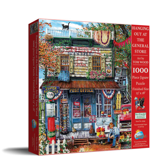 SUNSOUT INC - Hanging Out at the General Store - 1000 pc Jigsaw Puzzle by Artist: Tom Wood - Finished Size 23" x 28" - MPN# 29749