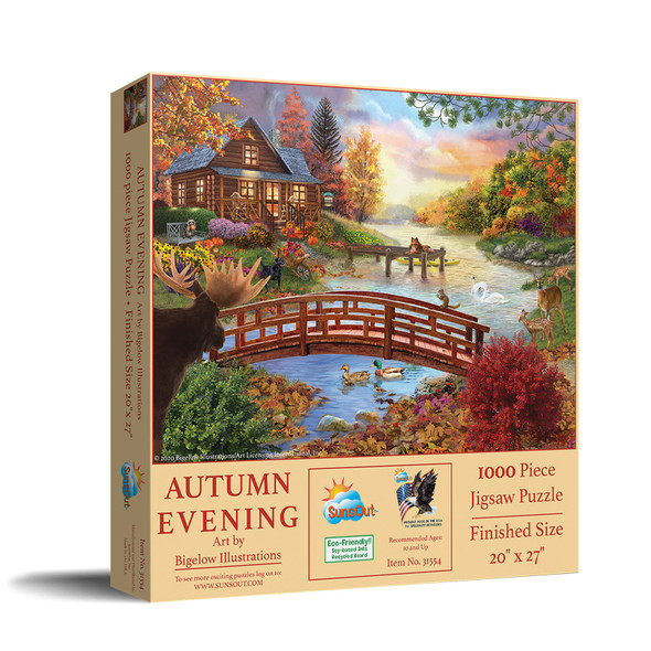 SUNSOUT INC - Autumn Evening - 1000 pc Jigsaw Puzzle by Artist: Bigelow Illustrations - Finished Size 20" x 27" - MPN# 31554