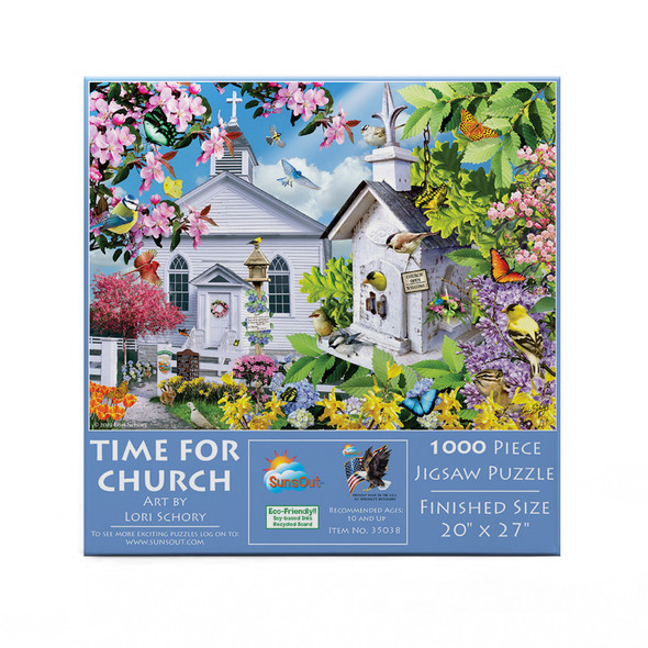 SUNSOUT INC - Time for Church - 1000 pc Jigsaw Puzzle by Artist: Lori Schory - Finished Size 20" x 27" - MPN# 35038