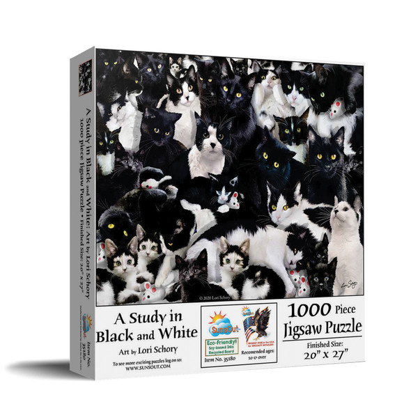 SUNSOUT INC - Study in Black and White - 1000 pc Jigsaw Puzzle by Artist: Lori Schory - Finished Size 20" x 27" - MPN# 35180