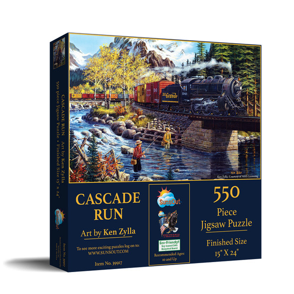 SUNSOUT INC - Cascade Run - 550 pc Jigsaw Puzzle by Artist: Ken Zylla - Finished Size 15" x 24" - MPN# 39917