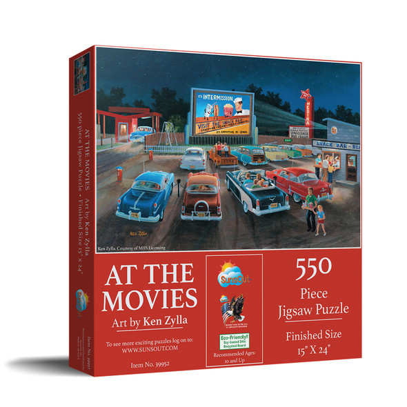 SUNSOUT INC - At the Movies - 550 pc Jigsaw Puzzle by Artist: Ken Zylla - Finished Size 15" x 24" - MPN# 39952