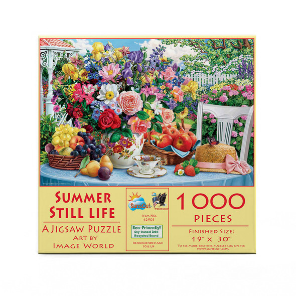 SUNSOUT INC - Summer Still Life - 1000 pc Jigsaw Puzzle by Artist: Image World - Finished Size 19" x 30" - MPN# 42903