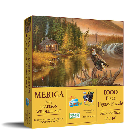 SUNSOUT INC - Merica - 1000 pc Jigsaw Puzzle by Artist: Lambson's Wildlife Art - Finished Size 19" x 30" - MPN# 50128