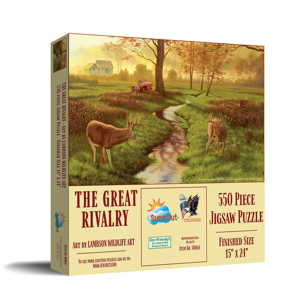 SUNSOUT INC - the Great Rivalry - 550 pc Jigsaw Puzzle by Artist: Lambson's Wildlife Art - Finished Size 15" x 24" - MPN# 50164