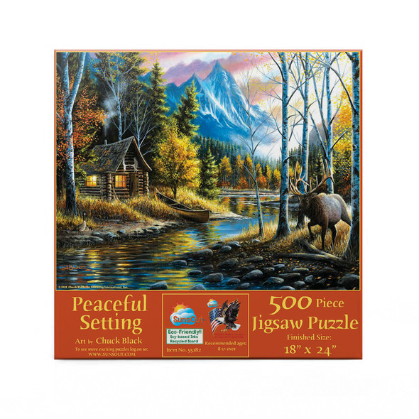 SUNSOUT INC - Peaceful Setting - 500 pc Jigsaw Puzzle by Artist: Chuck Black - Finished Size 18" x 24" - MPN# 55182