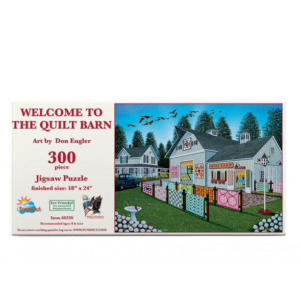 SUNSOUT INC - Welcome to the Quilt Barn - 300 pc Jigsaw Puzzle by Artist: Don Engler - Finished Size 18" x 24" - MPN# 60330