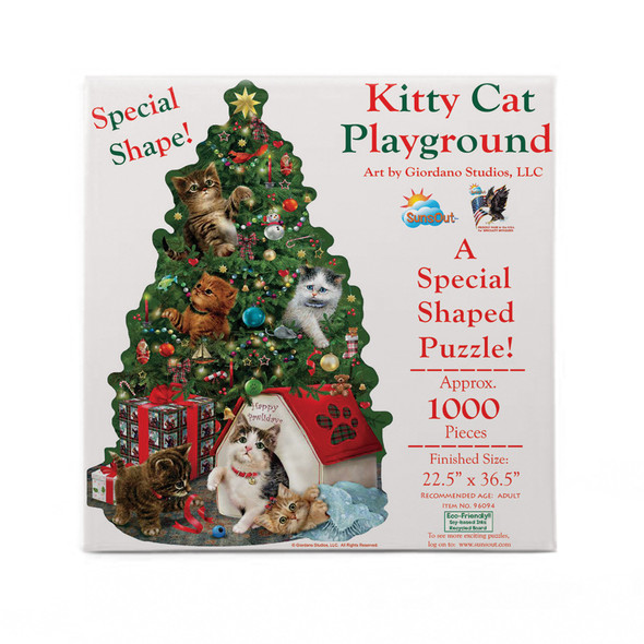 SUNSOUT INC - Kitty Cat Playground - 1000 pc Special Shape Jigsaw Puzzle by Artist: Giordano Studios - Finished Size 22.5" x 36.5" Christmas - MPN# 96094