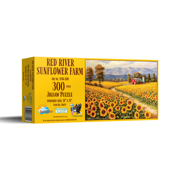 SUNSOUT INC - Red River Sunflower Farm - 300 pc Jigsaw Puzzle by Artist: Sung Kim - Finished Size 18" x 24" - MPN# 36624