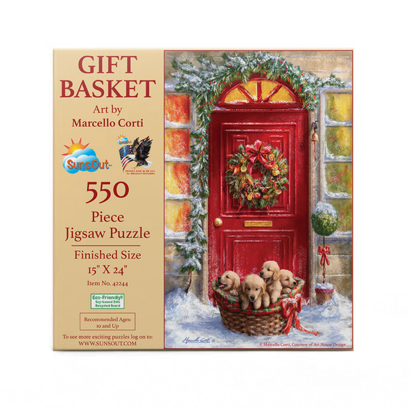 SUNSOUT INC - Gift Basket - 500 pc Jigsaw Puzzle by Artist: Marcello Corti - Finished Size 15" x 24" Christmas - MPN# 42244