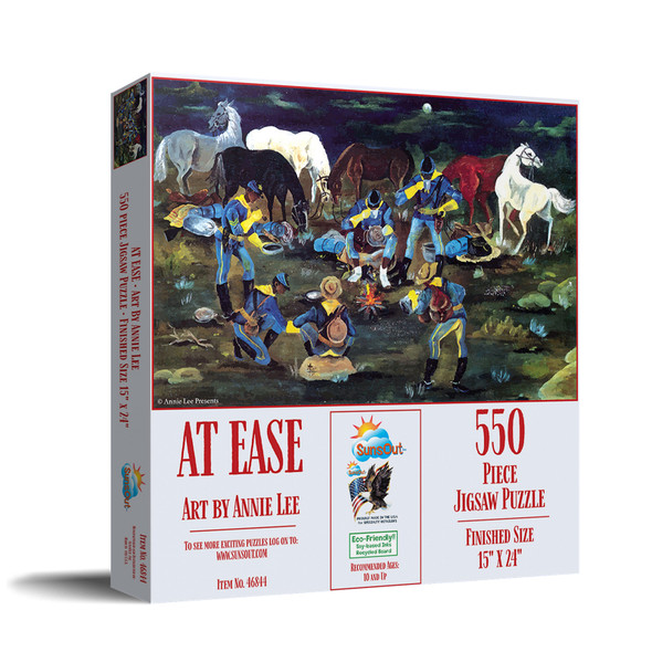 SUNSOUT INC - At Ease Buffalo Soldiers - 550 pc Jigsaw Puzzle by Artist: Annie Lee - Finished Size 15" x 24" - MPN# 46844