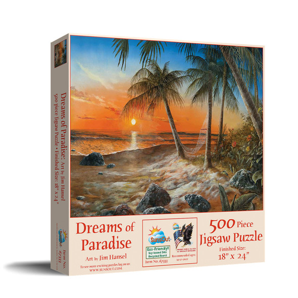 SUNSOUT INC - Dreams of Paradise - 500 pc Jigsaw Puzzle by Artist: Jim Hansel - Finished Size 18" x 24" - MPN# 67333