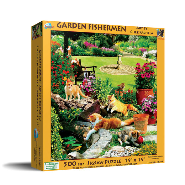 SUNSOUT INC - Garden Fishermen - 500 pc Jigsaw Puzzle by Artist: Czes Pachela - Finished Size 19" x 19" - MPN# 42209