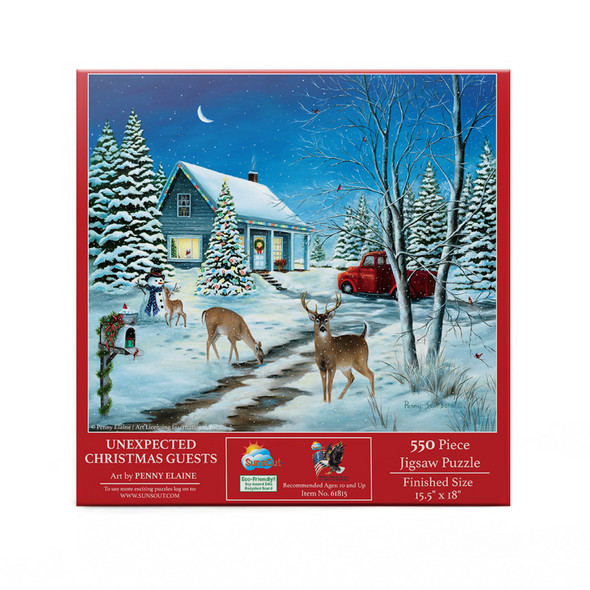 SUNSOUT INC - Unexpected Christmas Guests - 550 pc Jigsaw Puzzle by Artist: Penney Elaine - Finished Size 15.5" x 18" Christmas - MPN# 61815