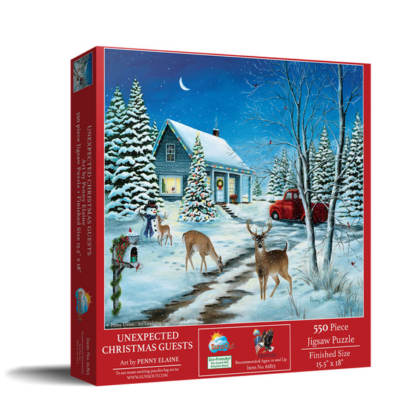 SUNSOUT INC - Unexpected Christmas Guests - 550 pc Jigsaw Puzzle by Artist: Penney Elaine - Finished Size 15.5" x 18" Christmas - MPN# 61815
