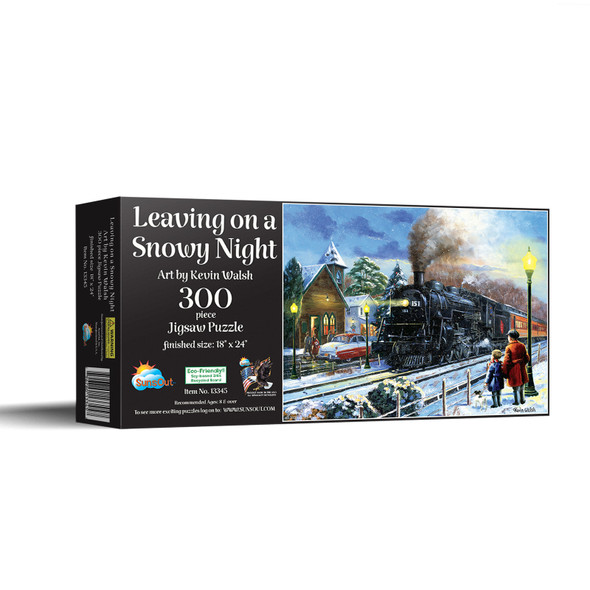 SUNSOUT INC - Leaving on a Snowy Night - 300 pc Jigsaw Puzzle by Artist: Kevin Walsh - Finished Size 18" x 24" Christmas - MPN# 13345