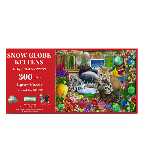 SUNSOUT INC - Snow globe Kittens - 300 pc Jigsaw Puzzle by Artist: Gerald Newton - Finished Size 18" x 24" Christmas - MPN# 39211