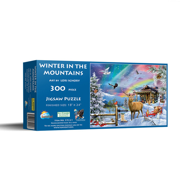 SUNSOUT INC - Winter In The Mountains - 300 pc Jigsaw Puzzle by Artist: Lori Schory - Finished Size 18" x 24" Christmas - MPN# 35221