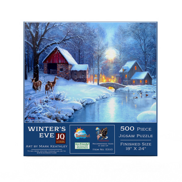 SUNSOUT INC - Winters Eve - 500 pc Jigsaw Puzzle by Artist: Mark keathley - Finished Size 18" x 24" - MPN# 53110