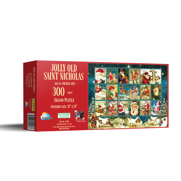 SUNSOUT INC - Jolly Old Saint Nicholas - 300 pc Jigsaw Puzzle by Artist: Finchley Paper Arts - Finished Size 18" x 24" Christmas - MPN# 55948