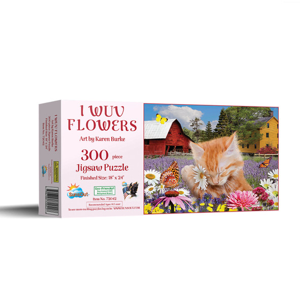 SUNSOUT INC - I Wuv Flowers - 300 pc Jigsaw Puzzle by Artist: Karen Burke - Finished Size 18" x 24" - MPN# 72042