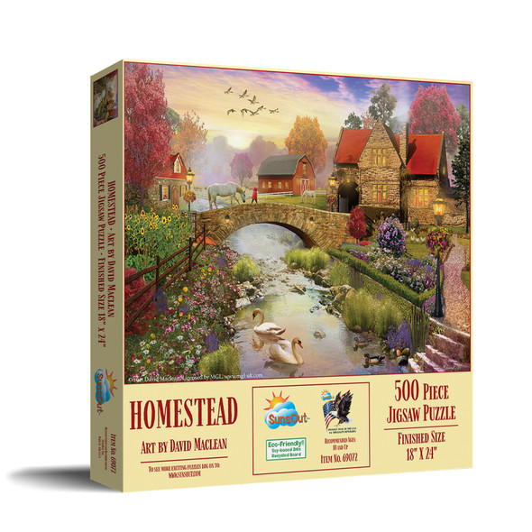 SUNSOUT INC - Homestead - 500 pc Jigsaw Puzzle by Artist: David Maclean - Finished Size 18" x 24" - MPN# 69072