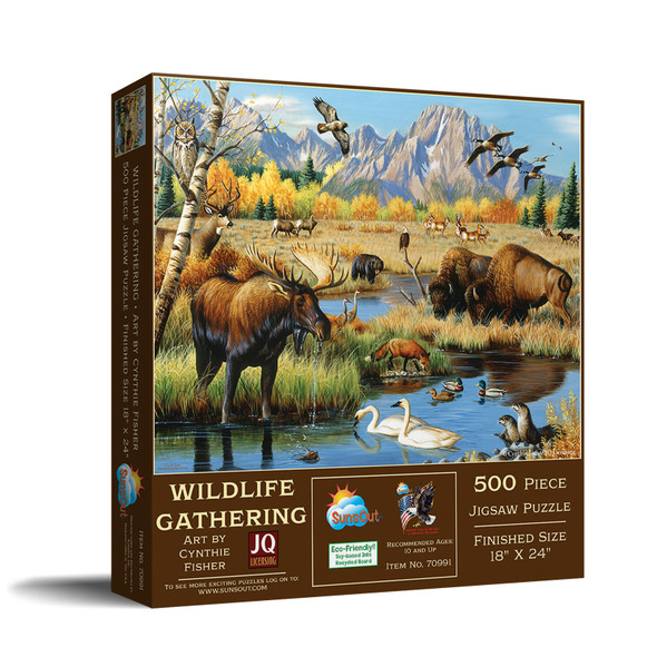 Wildlife Gathering 500 pc Jigsaw Puzzle by SUNSOUT INC