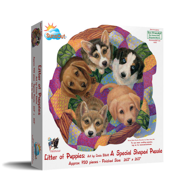 Litter of Puppies Shaped 750 pc Jigsaw Puzzle by SUNSOUT INC