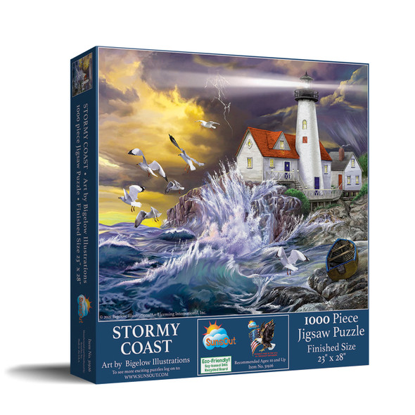 SUNSOUT INC - Stormy Coast - 1000 pc Jigsaw Puzzle by Artist: Bigelow Illustrations - Finished Size 23" x 28" - MPN# 31926
